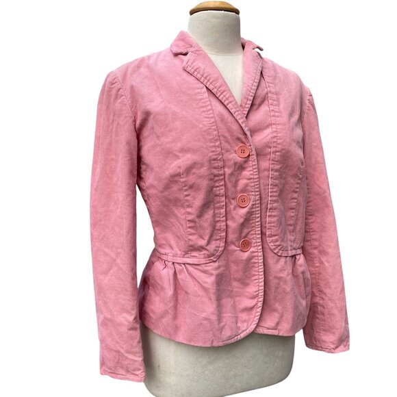 Talbots Corduroy Blazer Jacket Pink Ballet Girly Barbiecore Feminine Coquette -8 - Picture 1 of 14